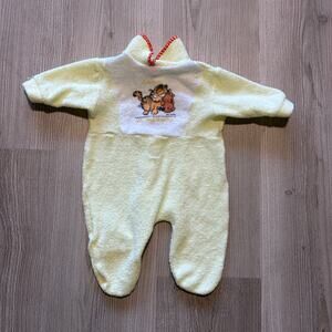 Baby Toddlers Vintage 80's Garfield Jim Davis Yellow One Piece Snap Suit 10 x 16